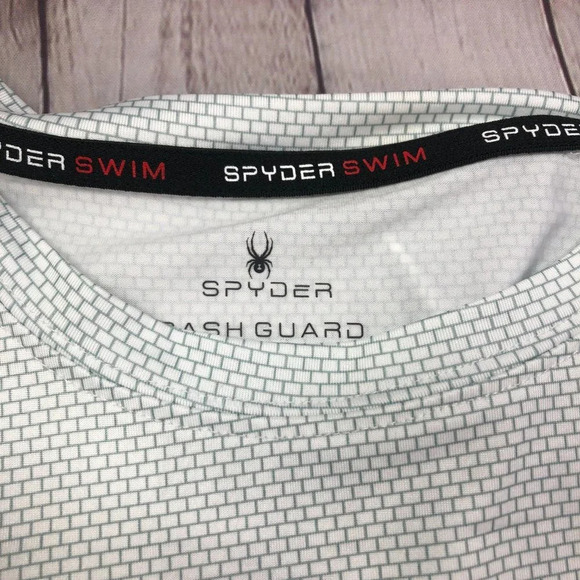 Mens medium- spyder swim rash guard top short sleeve - Picture 2 of 8